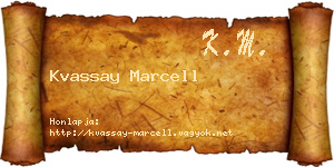Kvassay Marcell névjegykártya